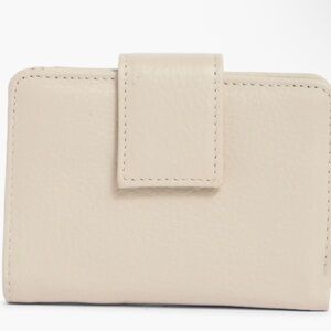 NWOT Nordstrom Genuine leather Bifold Snap Closure Wallet Card Holder Cream